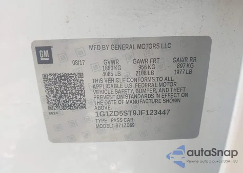 2018 Chevrolet Malibu Lt z USA, uszkodzony, nr VIN 1G1ZD5ST9JF123447